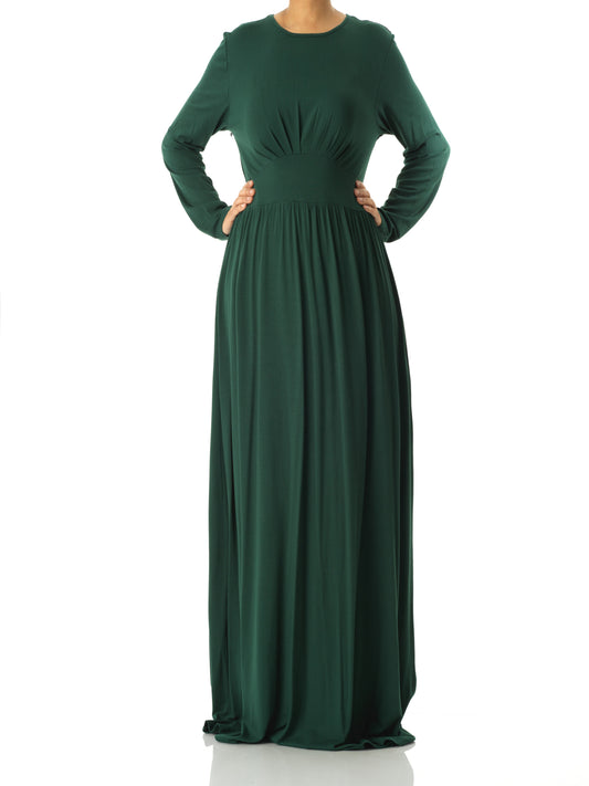 Hunter Green Solid Jersey maxi dress Kabayare