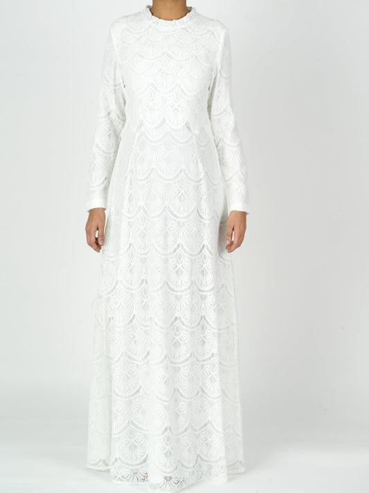 White Giovanna lace crop top dress Kabayare