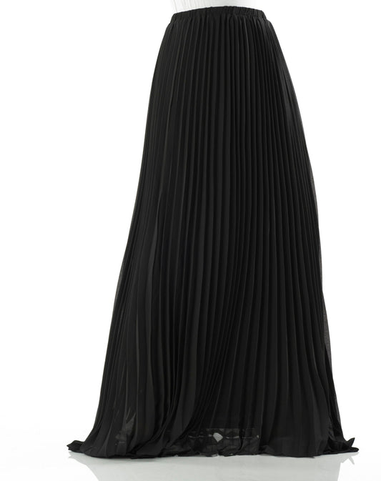 Black pleated chiffon Maxi Skirt Kabayare