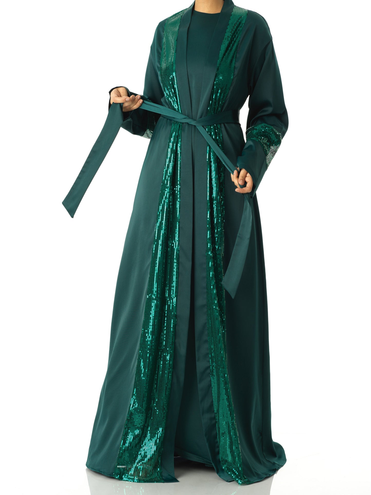 Emerald Malika sequin Abaya satin set Kabayare