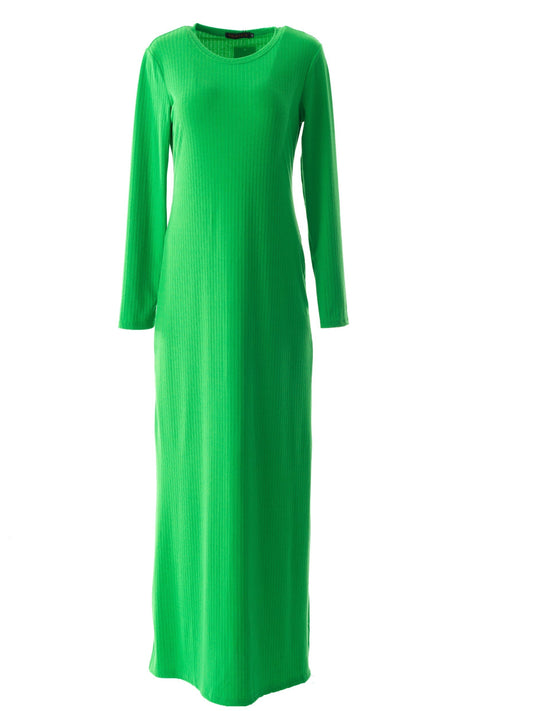 Green Sadia Ribbed Round Neck maxi dress Kabayare