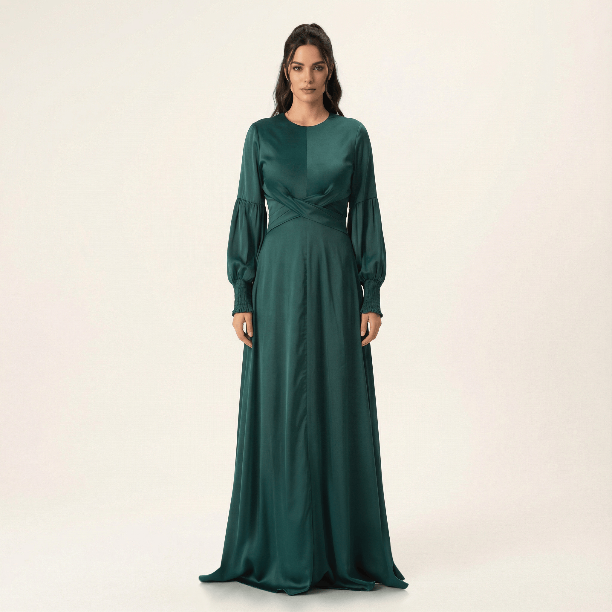 Marigold jasmine satin modest maxi dress