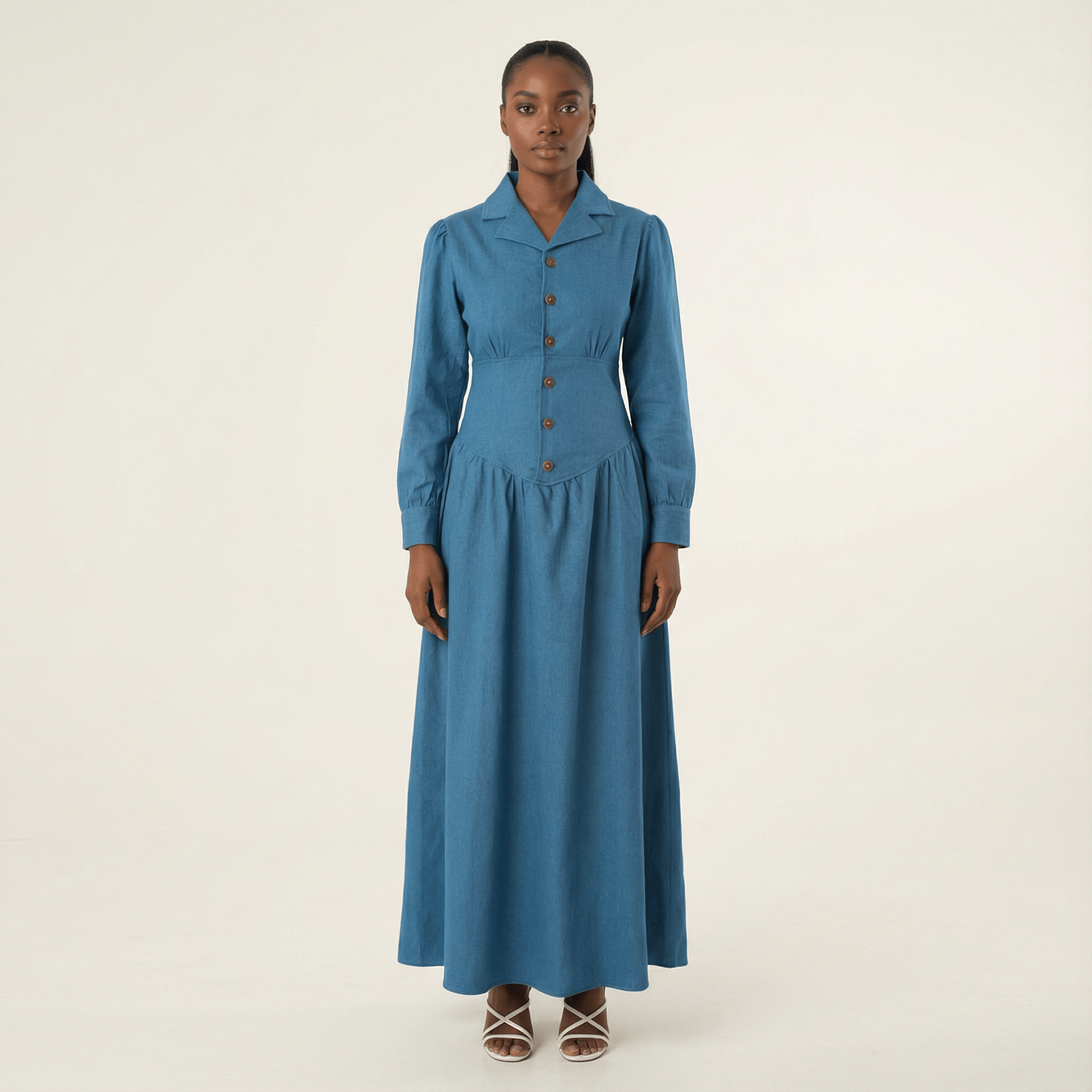 Vintage moments denim maxi dress - Modest Rose